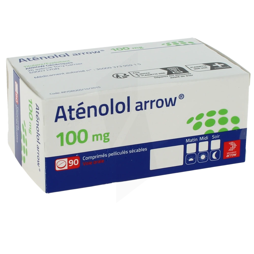 Atenolol Arrow 100 Mg, Comprimé Pelliculé Sécable