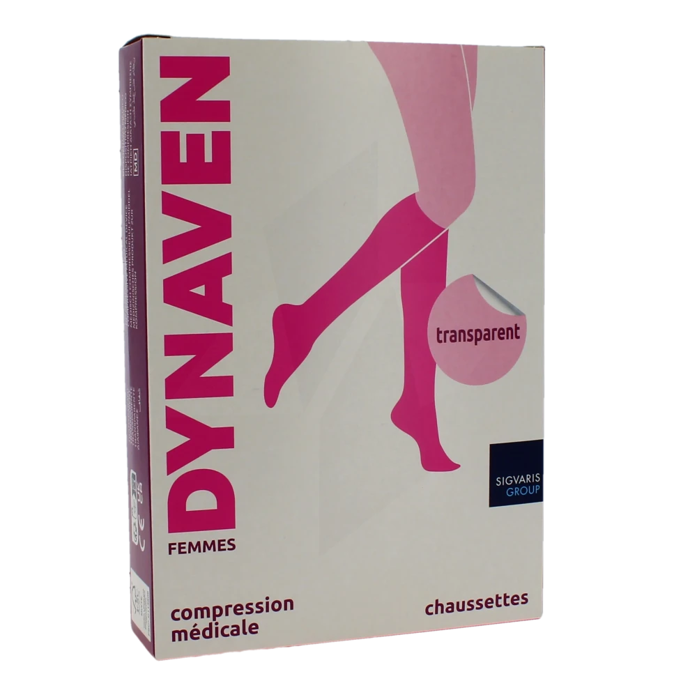 Sigvaris Dynaven Transparent Chaussette Classe 2 Femme Noir Long L