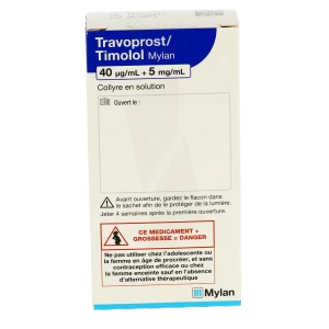 Travoprost/timolol Viatris 40 Microgrammes/ml + 5 Mg/ml, Collyre En Solution