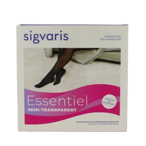 Sigvaris Essentiel Diaphane Semi-transparent Chaussette Classe 2 Femme Noir Normal Xxl