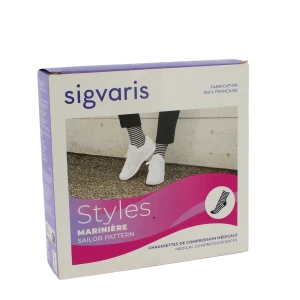 Sigvaris Styles Marinière Chaussette Classe 2 Femme Marine/blanc Long S