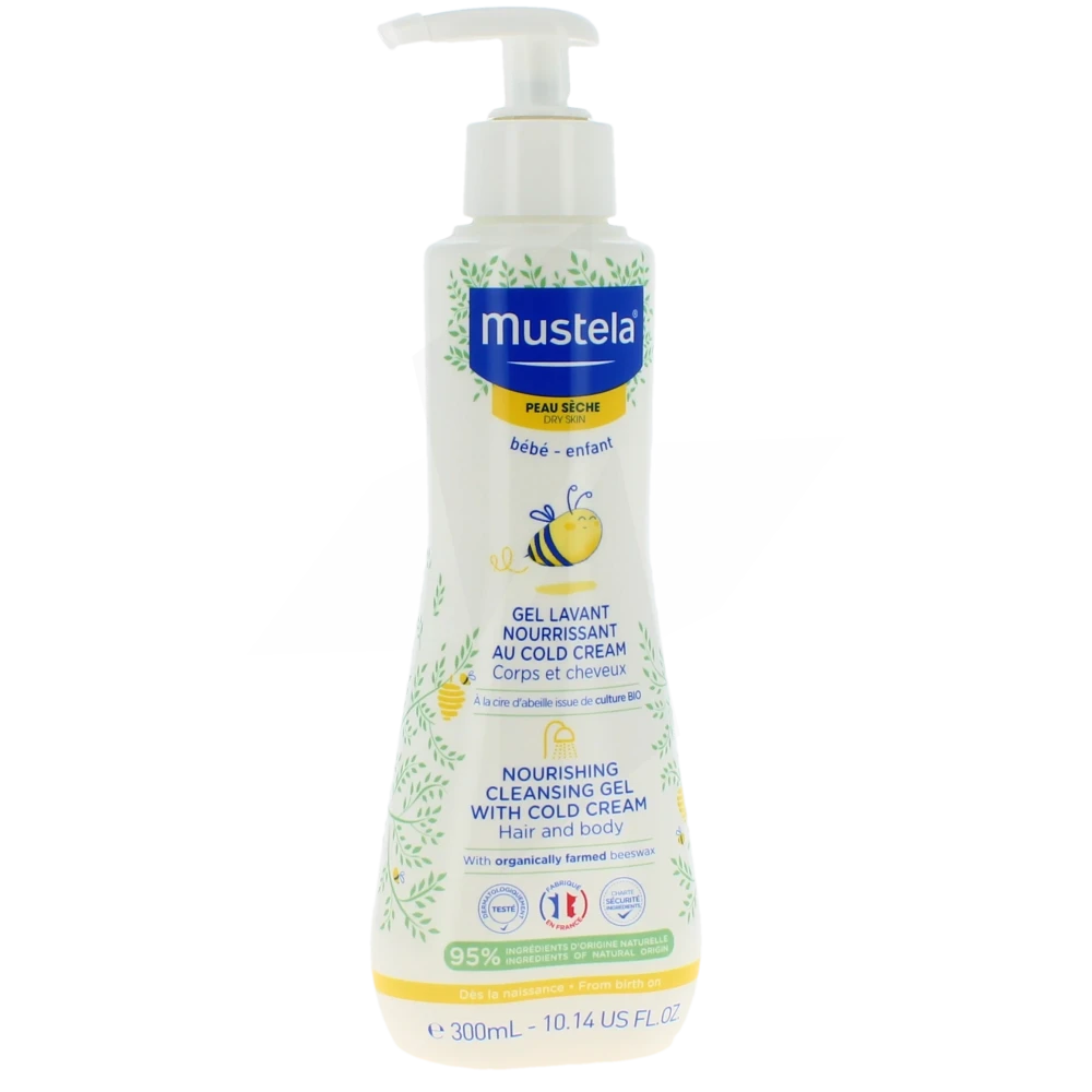 Mustela Gel Lavant Nourrissant Au Cold Cream à La Cire D'abeille Bio 300 Ml