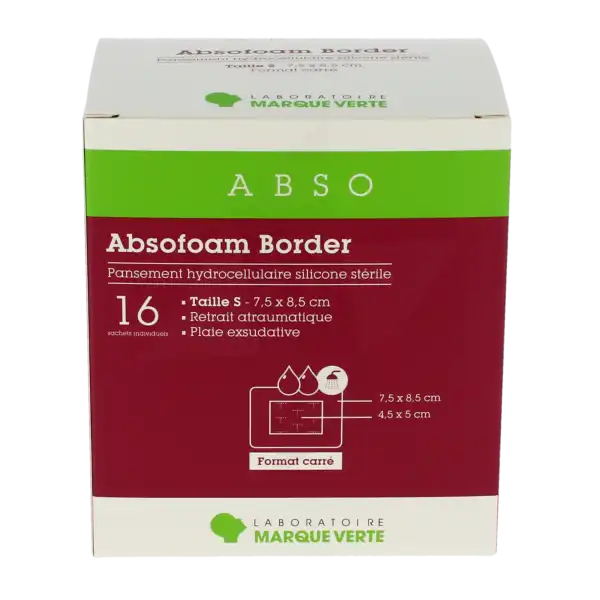 Absofoam Border Pans Hydrocellulaire 7,5x8,5cm B/16