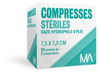 Marque Conseil Compresse Stérile Gaze Hydrophile 7,5x7,5cm 50 Sachets/2 à Pau