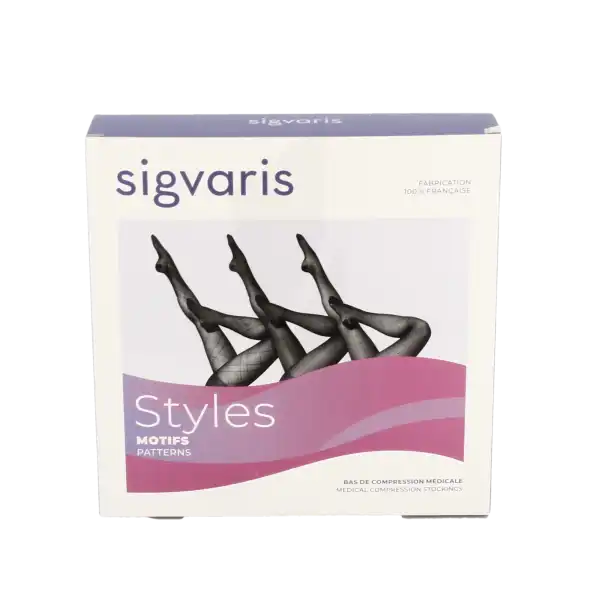 Sigvaris 2 Styles Plumetis Bas Autofix Noir Mn