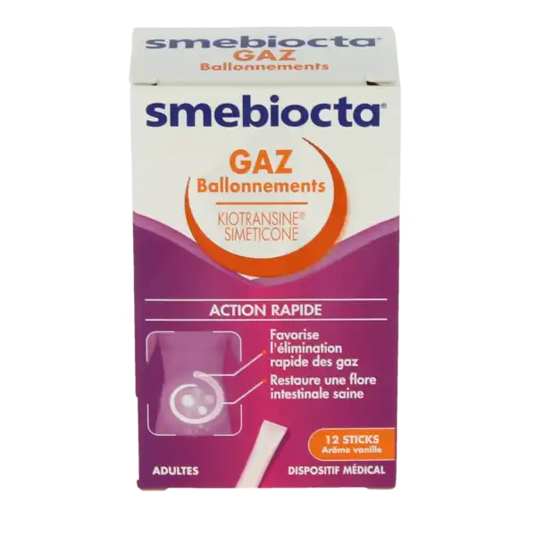 Smebiocta Gaz Et Ballonnements Poudre 12 Sticks/2g