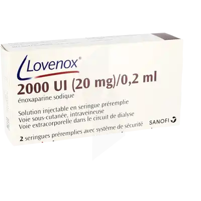 Lovenox 2 000 Ui (20 Mg)/0,2 Ml, Solution Injectable En Seringue Préremplie à COLLONGES-SOUS-SALEVE