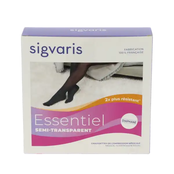 Sigvaris Essentiel Semi-transparent Chaussettes  Femme Classe 2 Noir Large Normal