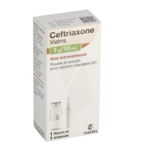 Ceftriaxone Viatris 1 G/10 Ml, Poudre Et Solvant Pour Solution Injectable (iv)