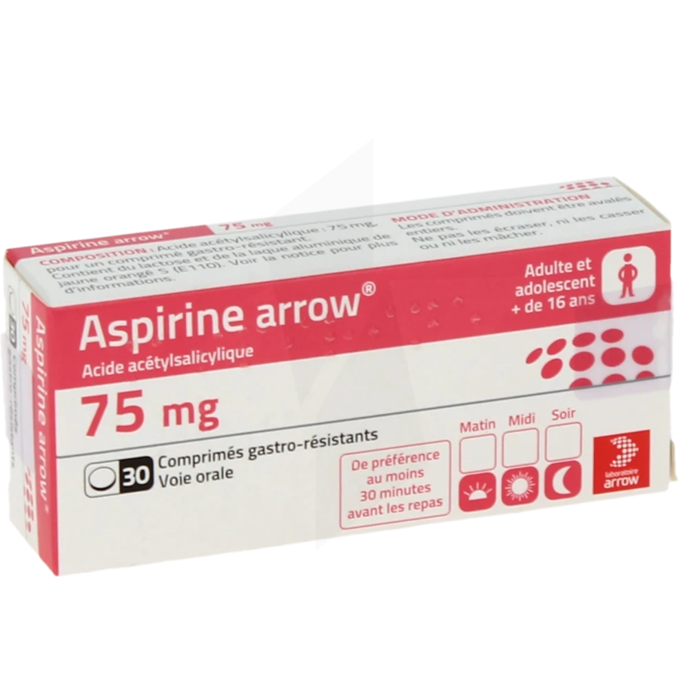 Aspirine Arrow 75 Mg, Comprimé Gastro-résistant