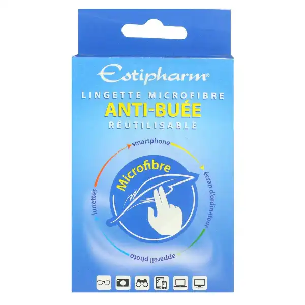 Estipharm Lingette Anti-buée Microfibre Réutilisable B/1