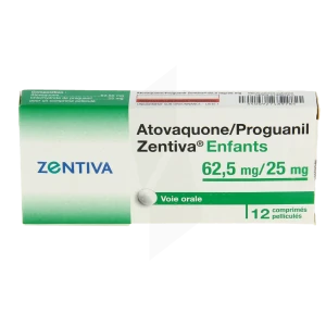 Atovaquone/proguanil Zentiva 62,5 Mg/25 Mg Enfants, Comprimé Pelliculé