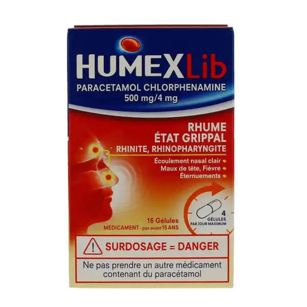 Humexlib Paracetamol Chlorphenamine 500 Mg/4 Mg, Gélule