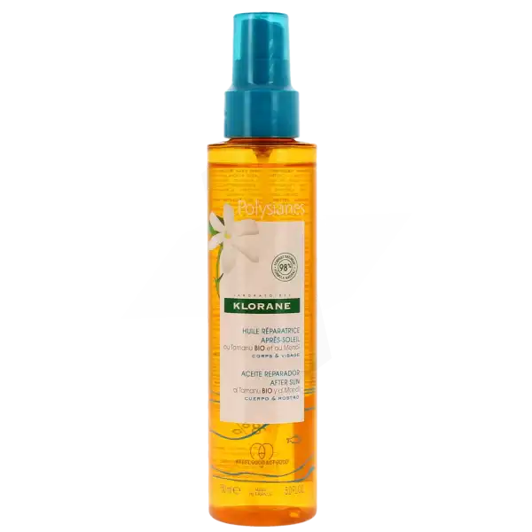Klorane Solaire Huile Réparatrice Après-soleil Tamanu Bio Et Monoï Spray De 150 Ml
