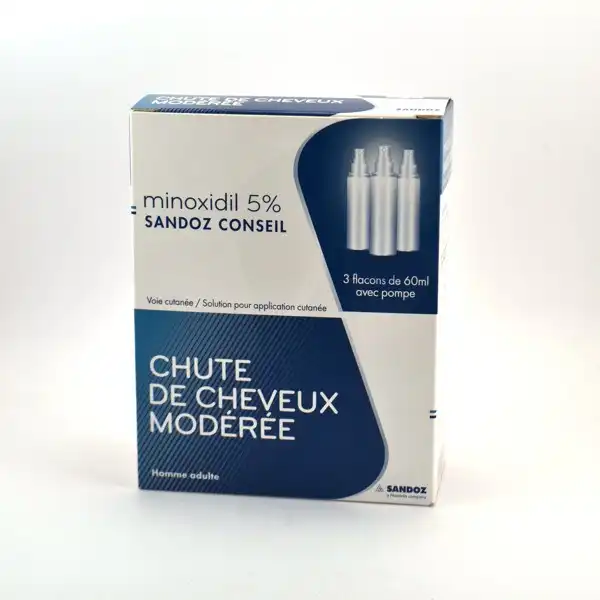 Minoxidil Sandoz Conseil 5 %, Solution Pour Application Cutanée