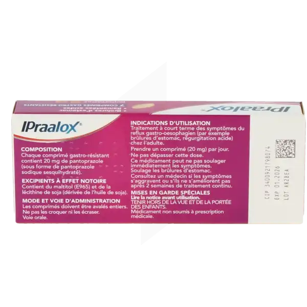 Ipraalox 20 Mg, Comprimé Gastro-résistant