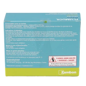 Fluimucil 600 Mg Adultes, Granulés Pour Solution Buvable En Sachet édulcorés Au Sorbitol Et à L’aspartam