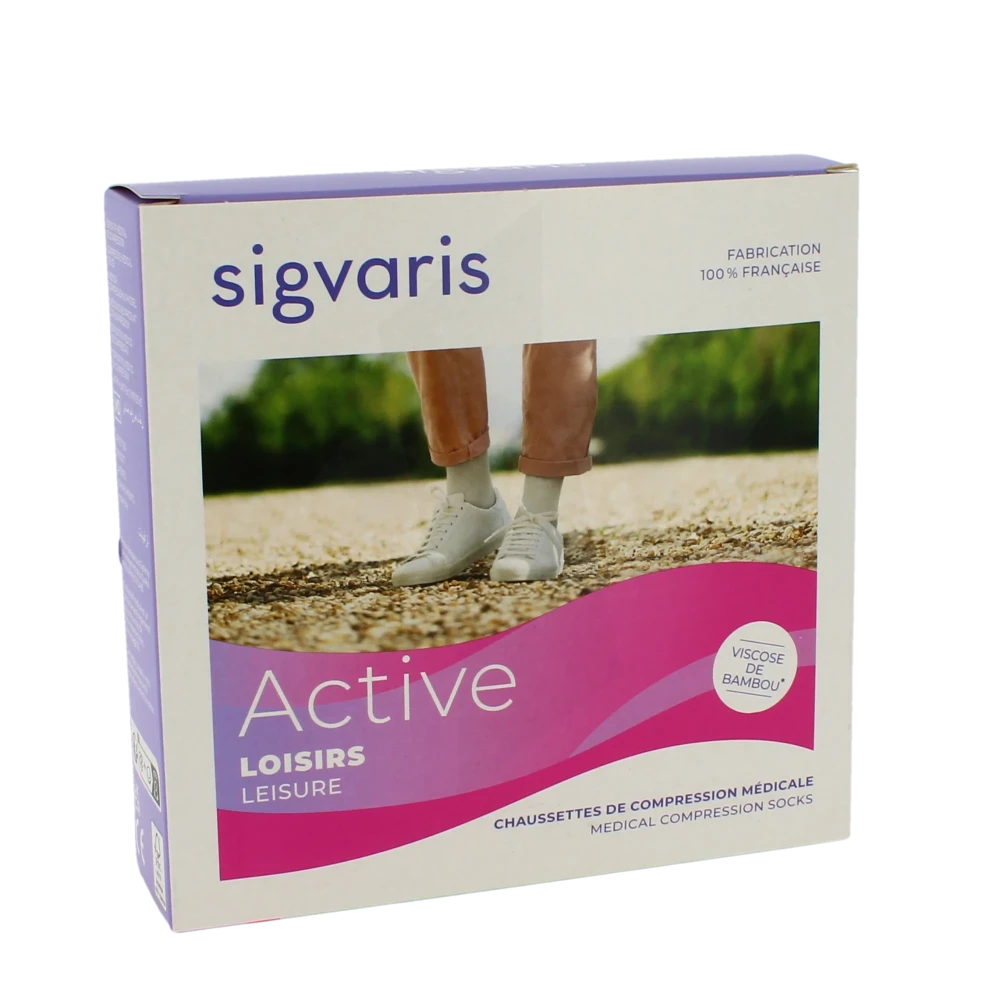 Sigvaris Active Loisirs Chaussette Classe 2 Femme Gris Clair Long M
