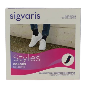 Sigvaris Styles Colors Chaussette Classe 2 Femme Noir/turquoise Normal S