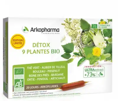 Arkofluide Bio Ultraextract Solution Buvable Détox 9 Plantes 20 Ampoules/10ml à Aubervilliers