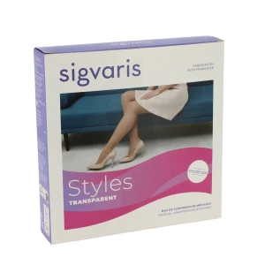 Sigvaris Styles Transparent Bas Auto-fixants  Femme Classe 2 Noir Large Normal