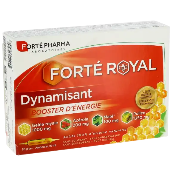 Forte Royal Gelée Royale 1000mg Solution Buvable Dynamisant 20 Ampoules/10ml