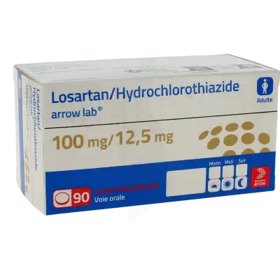 Losartan/hydrochlorothiazide Arrow Lab 100 Mg/12,5 Mg, Comprimé Pelliculé à Casteljaloux