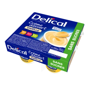 Delical Crème Hp Hc Sans Sucres Nutriment Vanille 4pots/200g