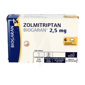 Zolmitriptan Biogaran 2,5 Mg, Comprimé Orodispersible