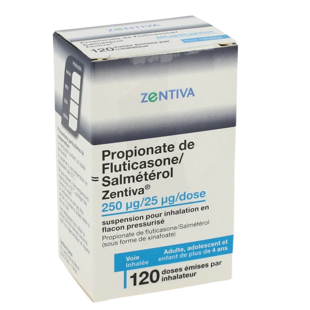 Propionate De Fluticasone/salmeterol Zentiva 250 Microgrammes/25 Microgrammes/dose, Suspension Pour Inhalation En Flacon Pressurisé