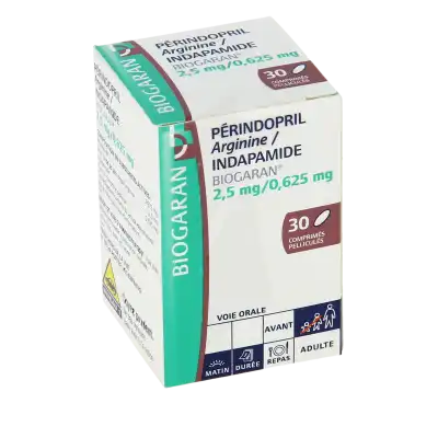 Perindopril Arginine/indapamide Biogaran 2,5 Mg/0,625 Mg, Comprimé Pelliculé à CANALS