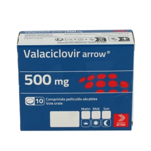 Valaciclovir Arrow 500 Mg, Comprimé Pelliculé Sécable