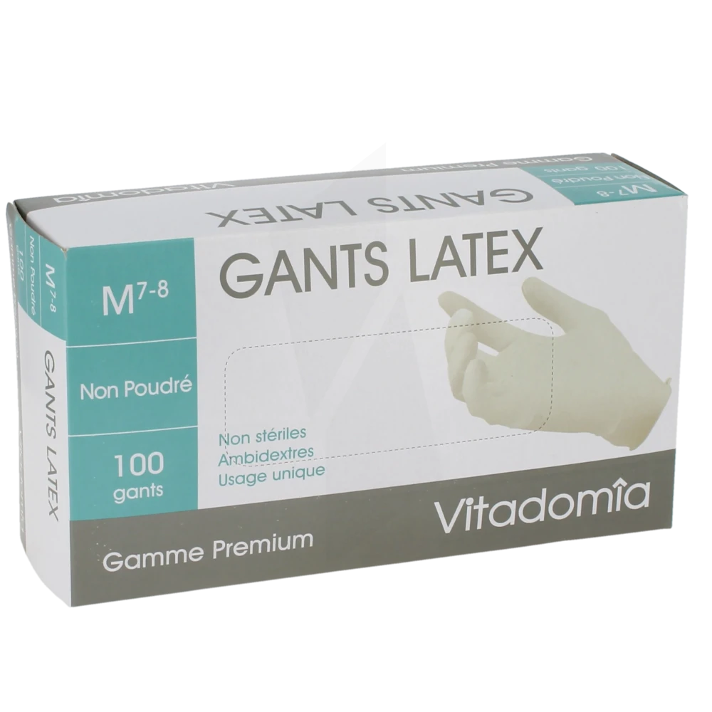 Vitadomia Gant Latex Sans Poudre Premium Tm 7/8 B/100