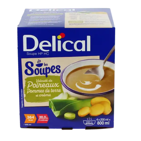 Delical Soupe Hp Hc Nutriment Velouté Poireaux Pommes De Terre 4bols/200ml