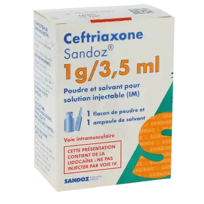 Ceftriaxone Sandoz 1 G/3,5 Ml, Poudre Et Solvant Pour Solution Injectable (im) à Clermont-Ferrand