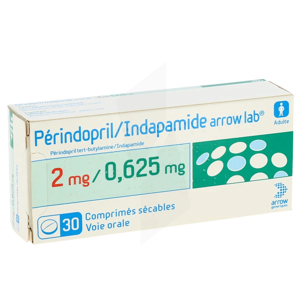 Perindopril/indapamide Arrow Lab 2 Mg/0,625 Mg, Comprimé Sécable