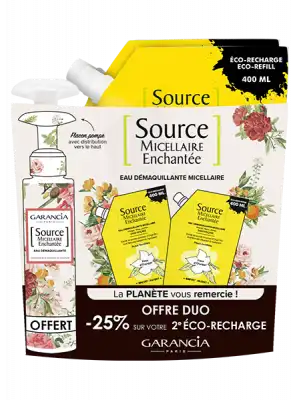 Garancia Source Micellaire Enchantée Fleur D'oranger 2 Recharges/400ml + Flacon/100ml Offert