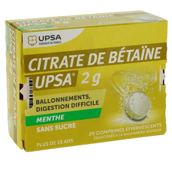Citrate De Betaine Upsa 2 G Menthe Sans Sucre, Comprimé Effervescent édulcoré à La Saccharine Sodique