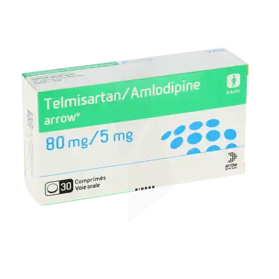 Telmisartan/amlodipine Arrow 80 Mg/5 Mg, Comprimé à Eysines